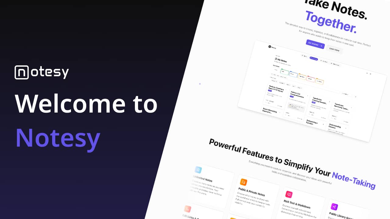 Welcome to Notesy banner image
